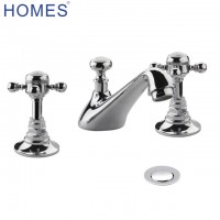 3 Tap Hole Basin Mixer tap with Pop-up Waste